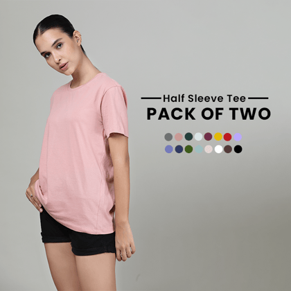 Pack of 2 Women Half Sleeve T-Shirt-XS