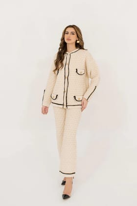 Hassal Autumn Winter '23 - Inaya Cream Textured Knit Set - RTS - Sale-S-M