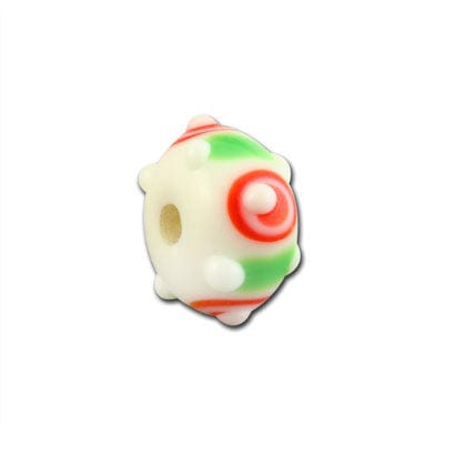 Beadwaala Handmade Fancy Lampwork Glass Beads For Jewelry Making. (Roundel) SFL-408-Per Packet 25 Pcs / 10X18 MM