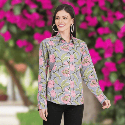 Women's Shirts Full Sleeves 100% Cotton-S