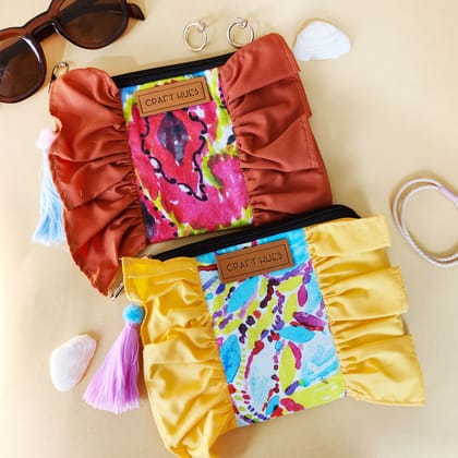 Brown Ikkat Pouch Bag Combo