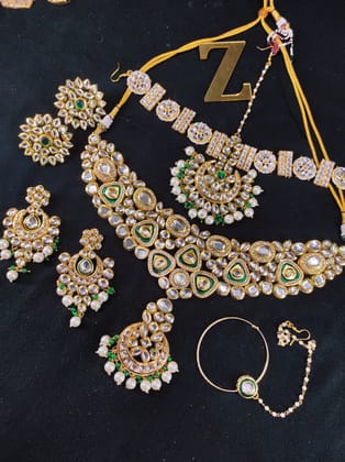 ZEVAR I High Quality AD Stone Kundan Bridal Jewellery Set