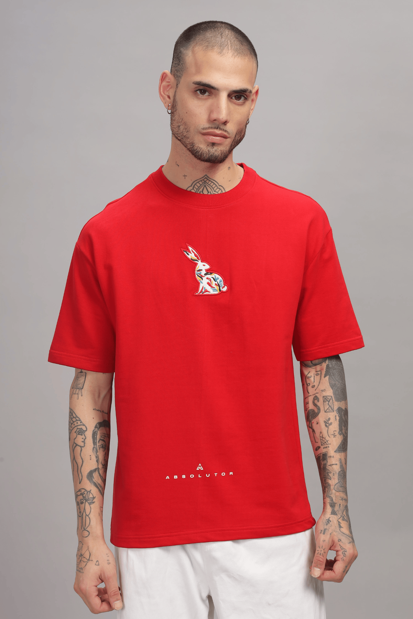Funtastic Rabbit Oversized Red T-shirt-S