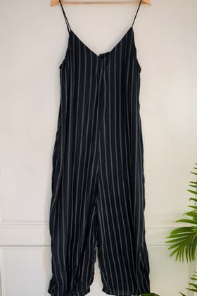 Black Stripes Long Jumpsuit