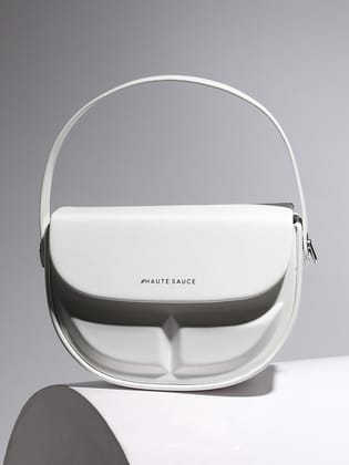 Structured Curve Handbag - White-Handheld Bag