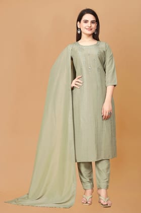 Pista  KURTA SET WITH DUPATTA-M (38)