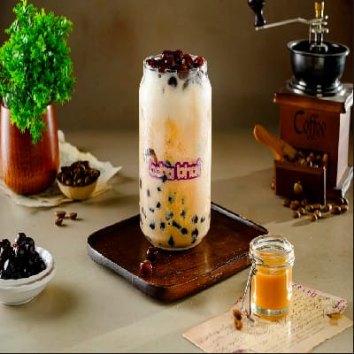 Caramel Latte Cold Coffee with Boba