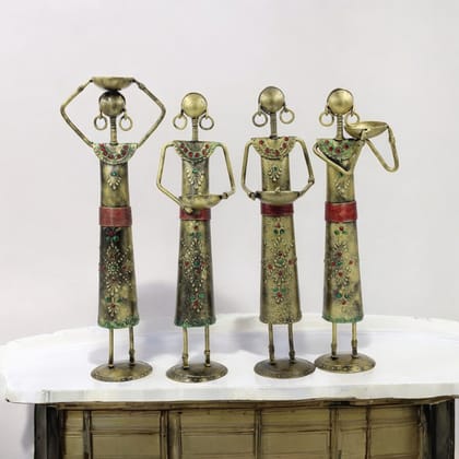 Iron Tribal Women Showpiece-Golden