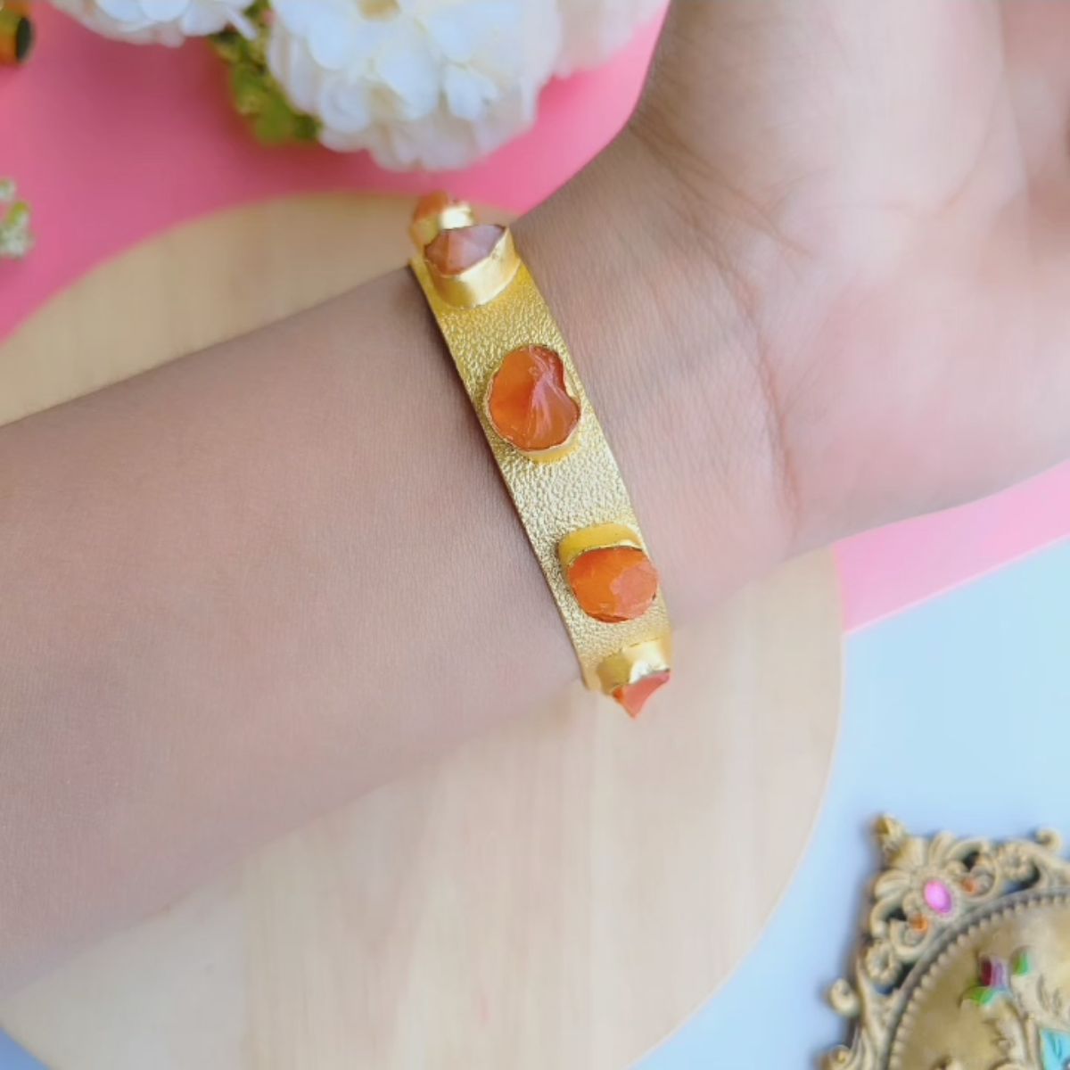 Layla Tulip Gold Bracelet-Orange