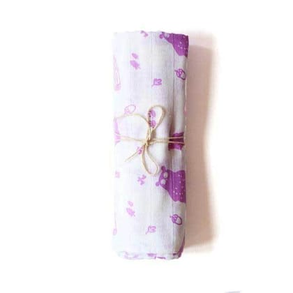 Organic Muslin Swaddle - Bear  - 0 Months+