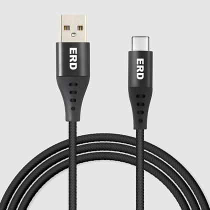 ERD UC-131 USB-C Braided Data Cable 35Watt-1 metre / Braided Metal Black / 35W / 4MM