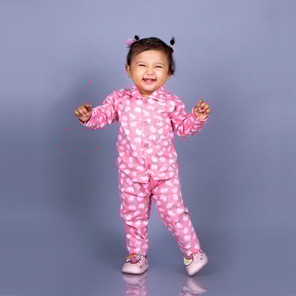 Full Sleeves Baby Elephant Printed Night Suit  for Baby/Kids -Pink  3-4 Years-3-4 Years