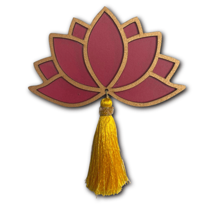 Set of 6 Wooden Lotus Tassel-Red