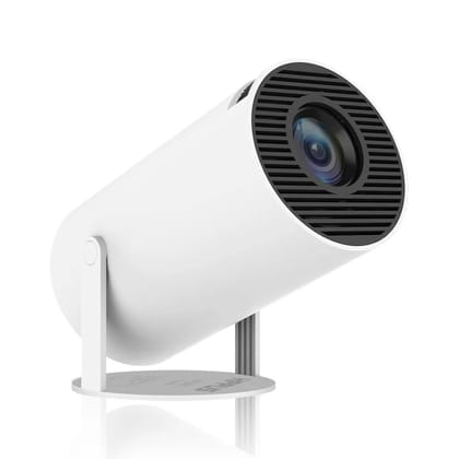 Ultra-Bright LED Corded Portable Projector  Sleek White & Black Design for Immersive Viewing