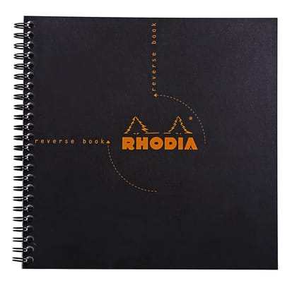 Rhodia Classic Wirebound Dotbook - Reverse Book - 210 mm x 210 mm-Black