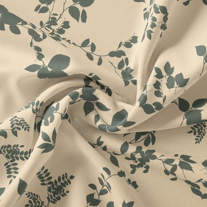 Olive Stalk And Leaves Digital Printed Fabric - Muslin-Polyester / Muslin / 110 CM | 43 Inch