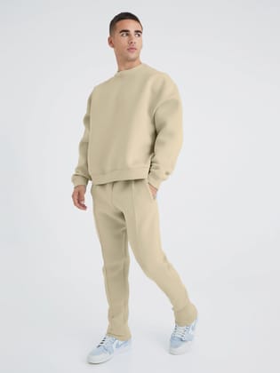Solid Beige Cozy Cut Co-Ords-S / Beige