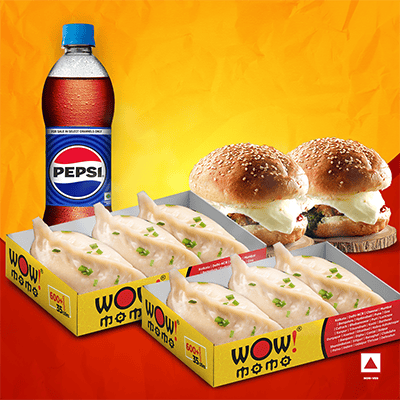 Chicken Himalayan Steam Momo 6Pc + Chicken Moburg 2Pc + 1 Pepsi 400ml