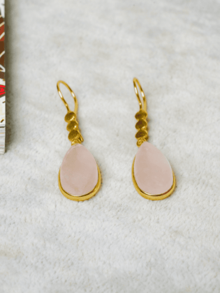 Ava Pink Chalcedony Stone Danglers