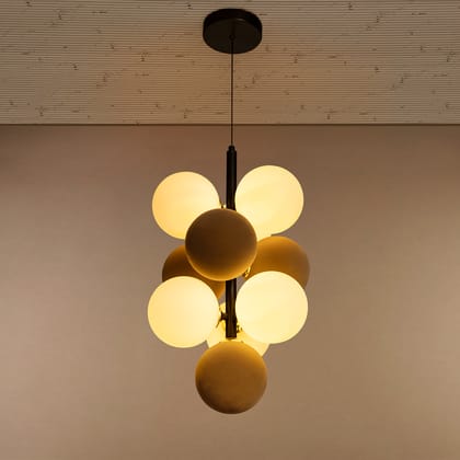 Earthlight Bloom Chandelier Light For Home-Metal & Glass / G9 & No. Of Bulb - 6 / Height - 21 Inches (Adjustable)