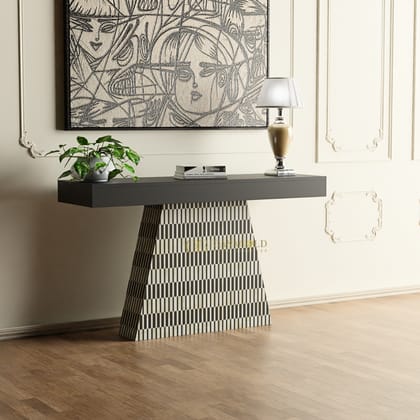 Noir Striped Console Table-Gray