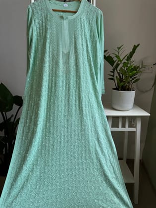 Viscose Kurti with Mukaish Work - Green-Green / Viscose / 2XL