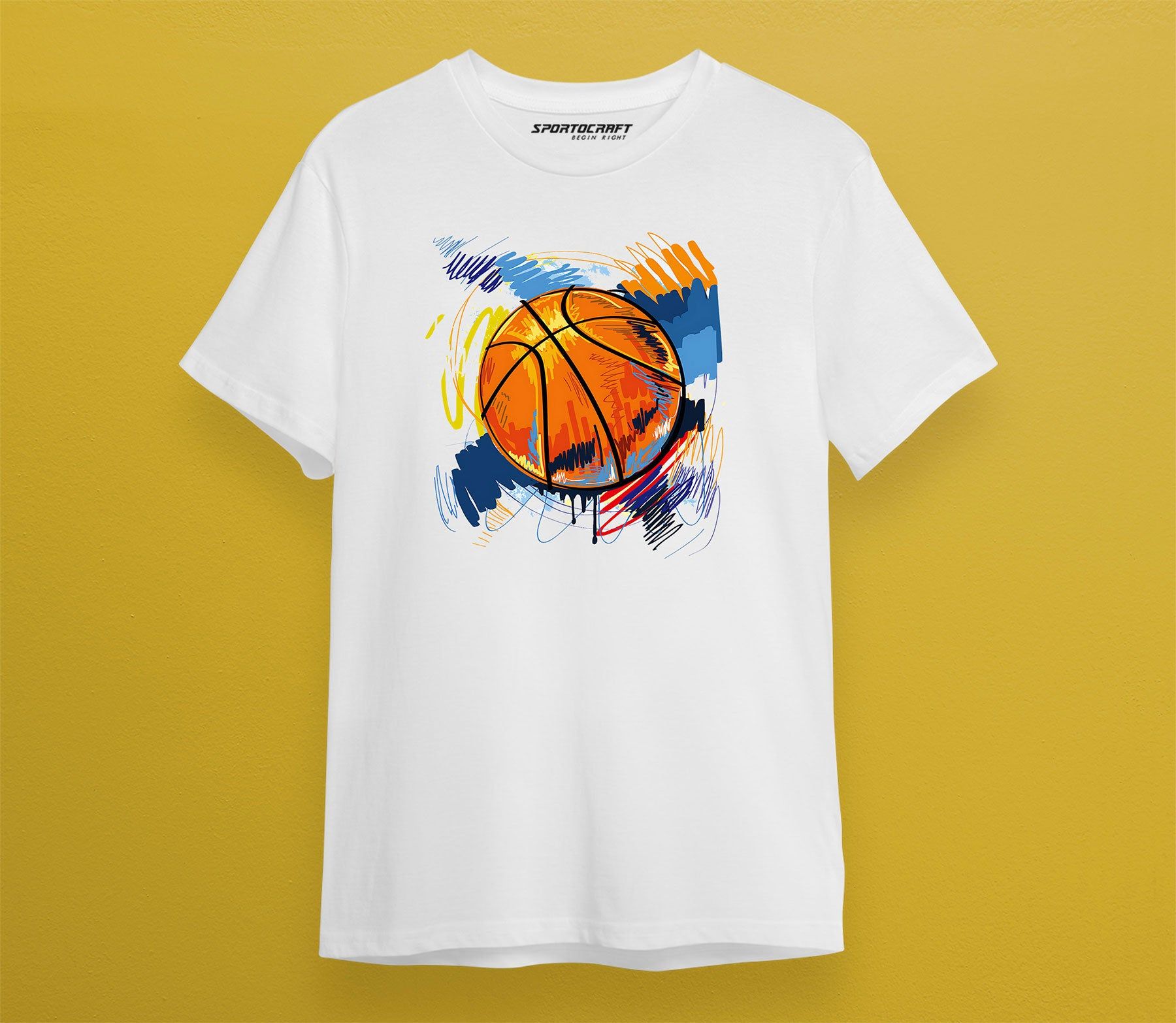 Basketball Scribble T-shirt-White / S