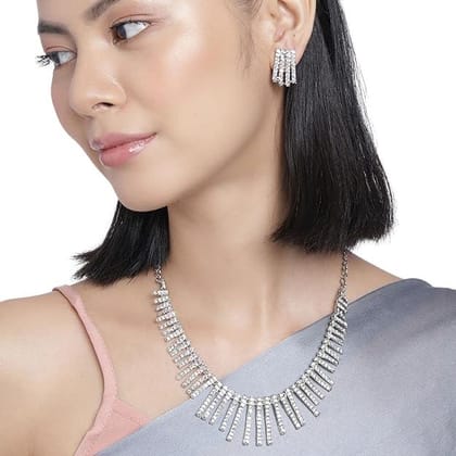 Silver-Plated AD-Studded Jewellery Set
