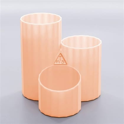 3 Grid Circle Pen Stand - Peach - Single Piece