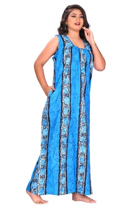 Fabimi Women Sleeveless Cotton Nighty 
