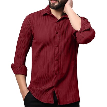 Crushed Self Stripe Red Shirt-36