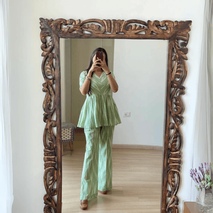Pastel Green Designer Printed Co-Ord Set by GlamaStitch-S