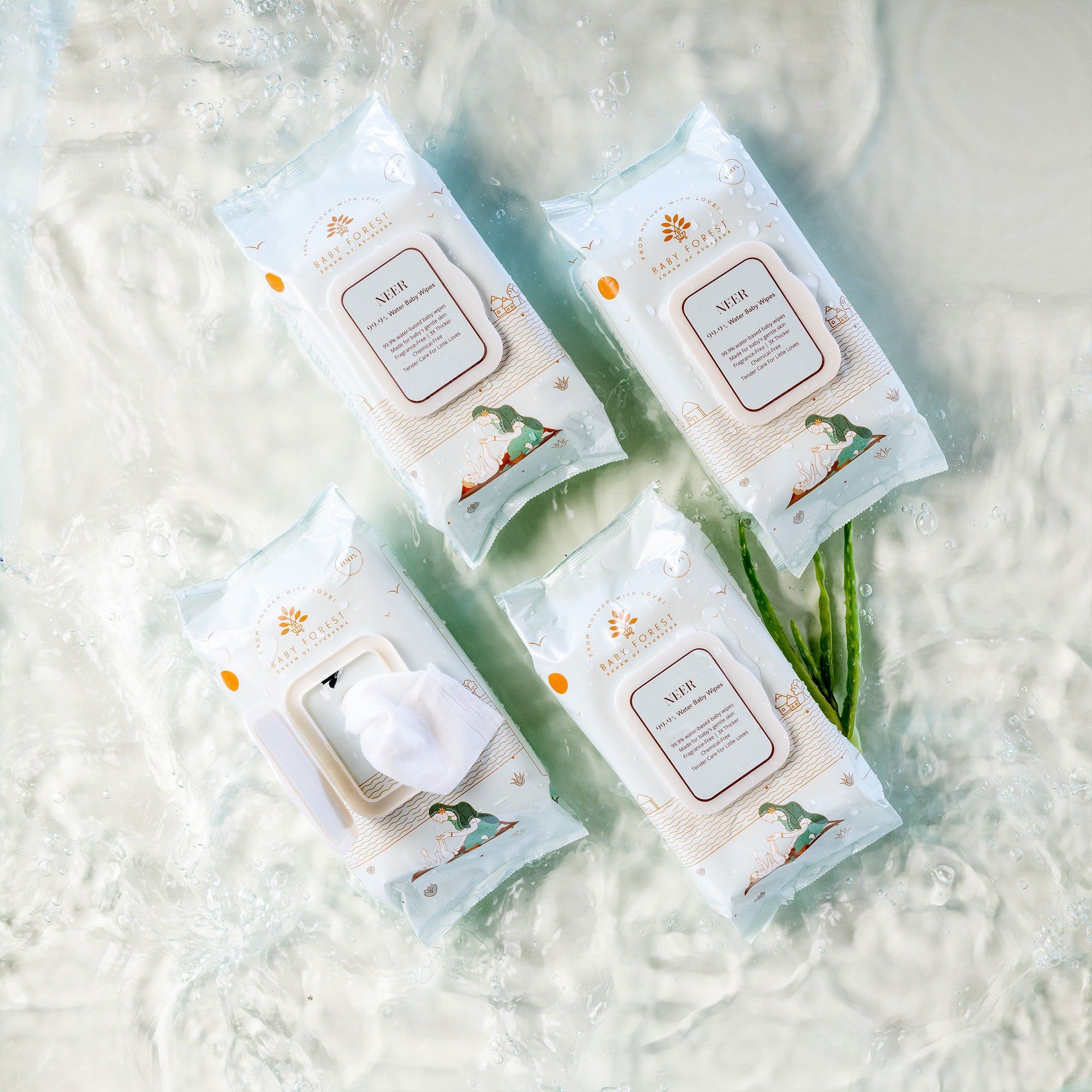 Neer 99.9% Water Baby Wipes Pack of 4