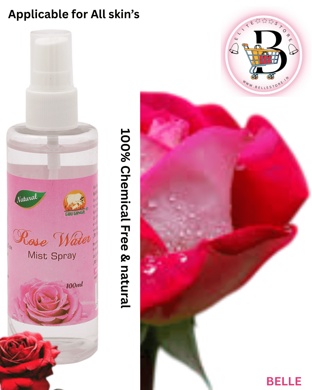 Gou Ganga - Rose Water Mist Spray 100% Pure & Chemical-Free | Natural Facial Toner & Hydrator
