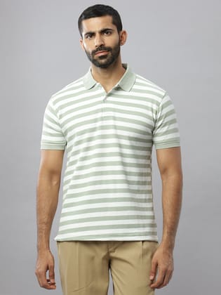 Pista Waffle Polo Striped T-Shirt-M