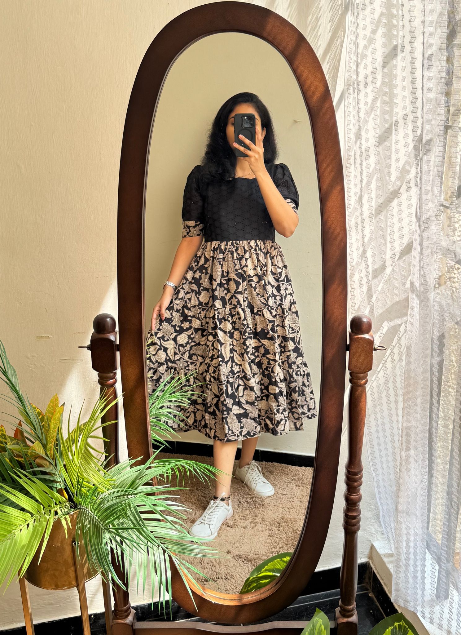 KalaVastra -  cotton hakoba with pure original kalamkari pattern dress-S