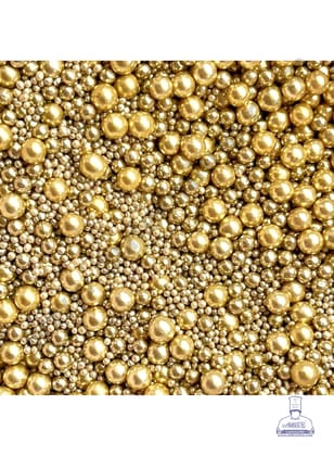 Cake Decor Sugar Candy - Mix Size Golden Sugar Balls Candy - 500 gm
