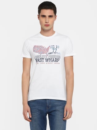 100% Cotton Printed Round Neck T-Shirt (CLEARANCE SALE NO EXCHANGE NO RETURN)-S / White
