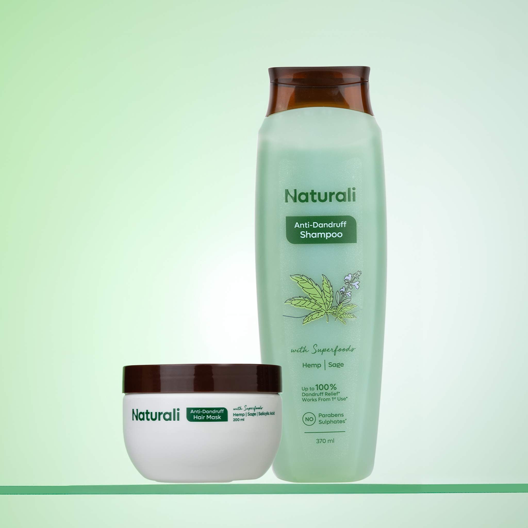 Naturali Hemp Nourishment Combo - Anti-Dandruff Shampoo + Anti-Dandruff Hair Mask-370ml + 200ml