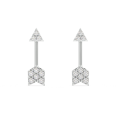 Cz paved arrow stud-Rhodium plated