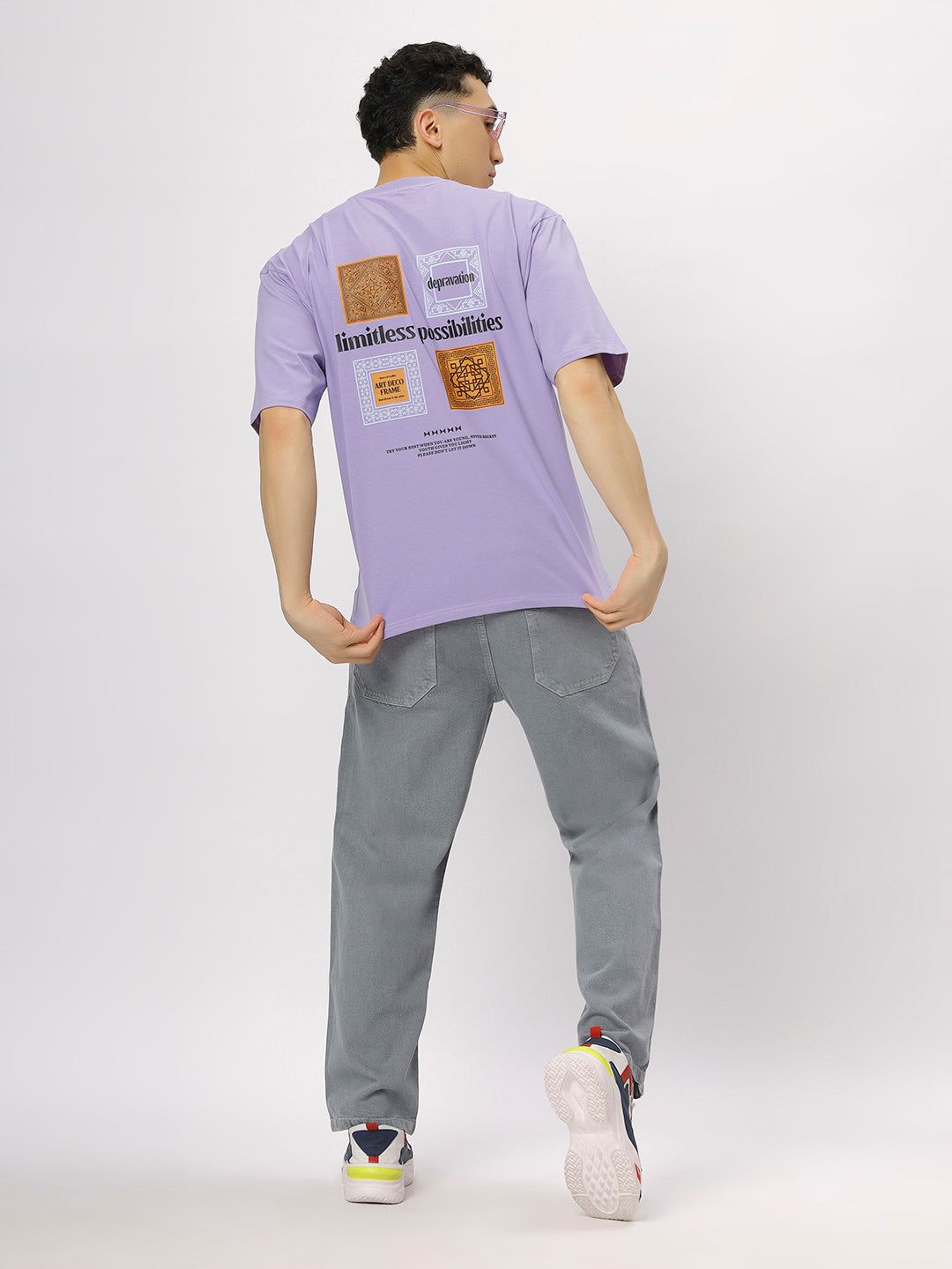Lavender Supima Oversized Graphic T-shirt-S