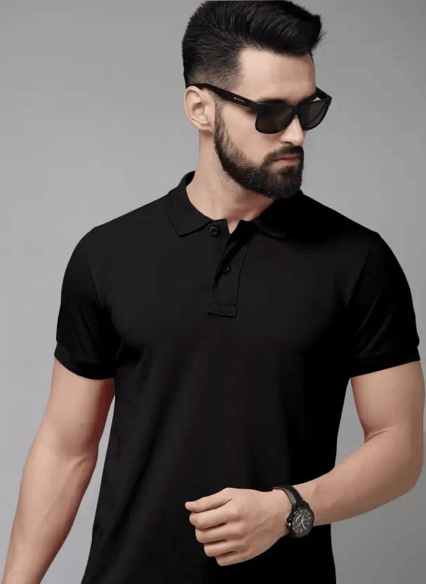 WILD MONSTER Men Solid Polo Neck Reversible Cotton Blend White T-Shirt XL