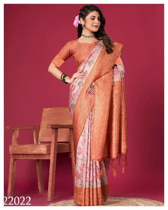 Comfort Meets Style: Digital Saree in Orange-Orange