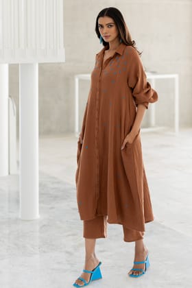 Pecan Brown Tunic Dress-S
