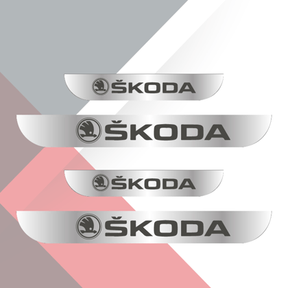 LED Footstep or Scuff Plate for All Skoda Cars-Skoda / Piano Black