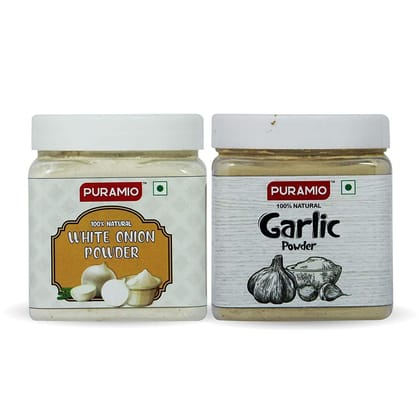 Puramio Combo Pack of White Onion Powder, 200 gm And Garlic Powder, 250 gm