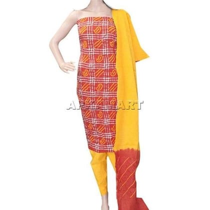 Orange and Yellow Tie and Dye Dress Material