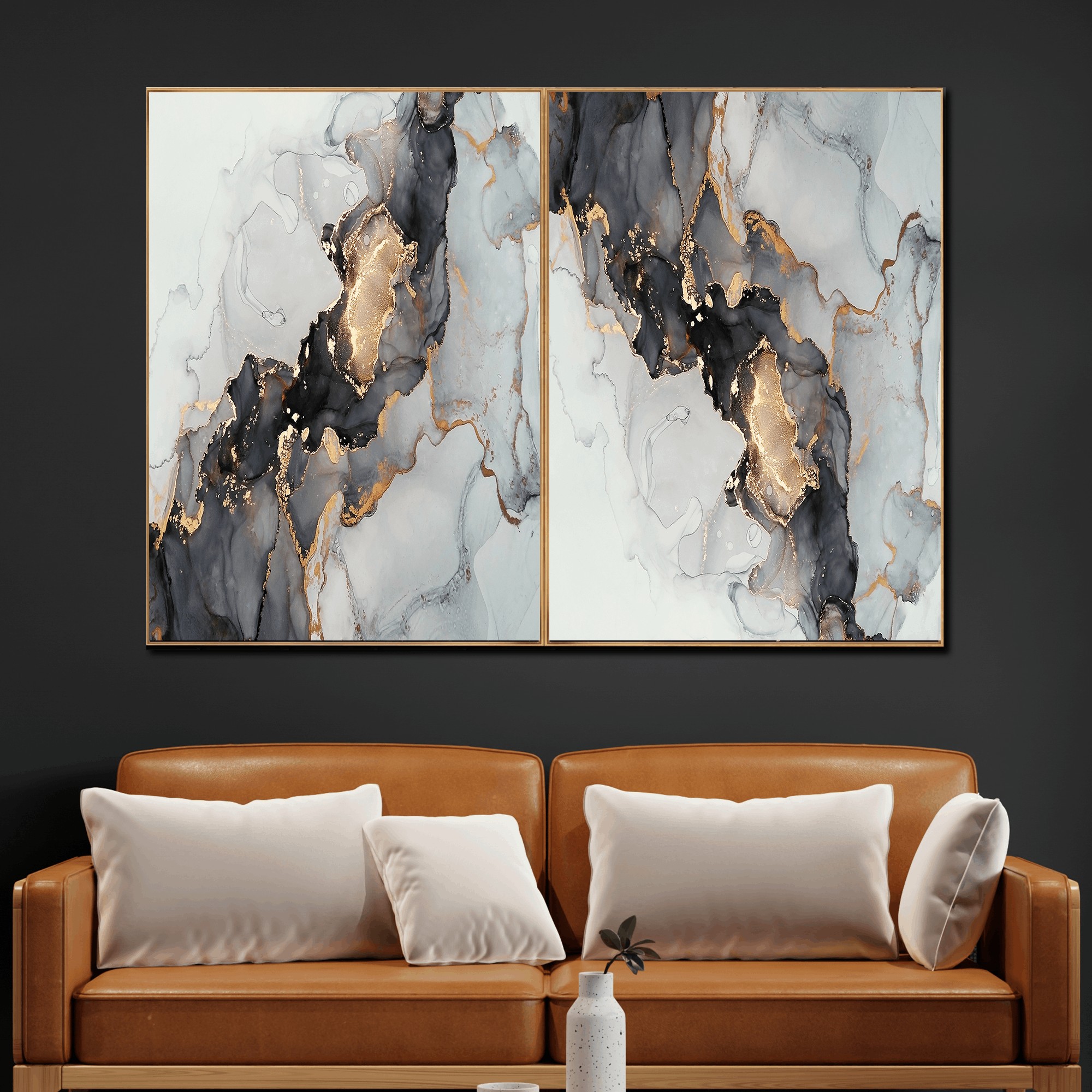Cosmic Drift Canvas Painting for home décor-Each panel - 20x28 Inches / Comes With a Golden Colour Frame / AVAILABLE