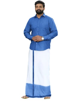 Full Sleeve Blue shirt with matching dhoti-38