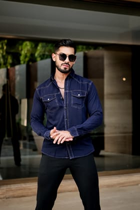 MIDNIGHT INDIGO DENIM SHIRT-M